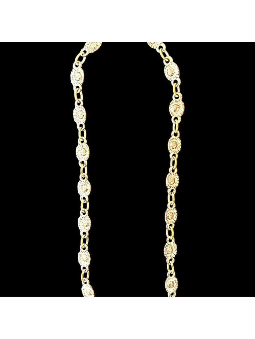 Vintage‎ Gold Tone Daisy Link Chain Necklace
